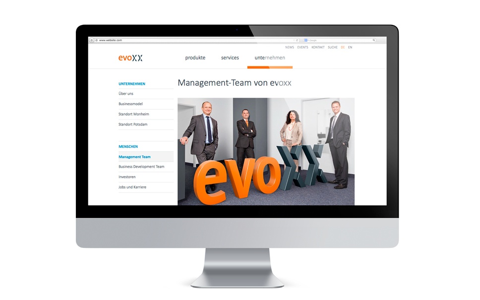 evoxx Website - Beispiele für gutes Branding